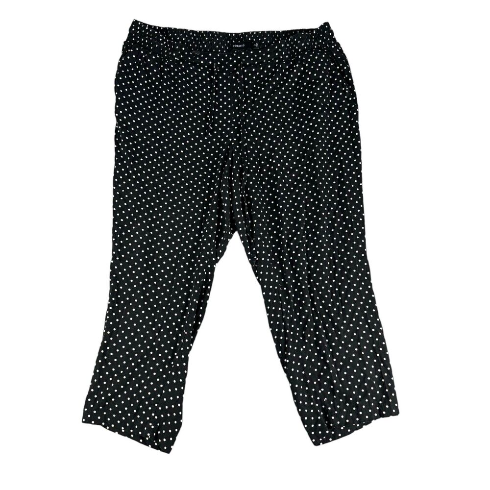 Torrid Pants Women's 3 Black Polka Dot High Rise Relaxed Taper Stretch Challis